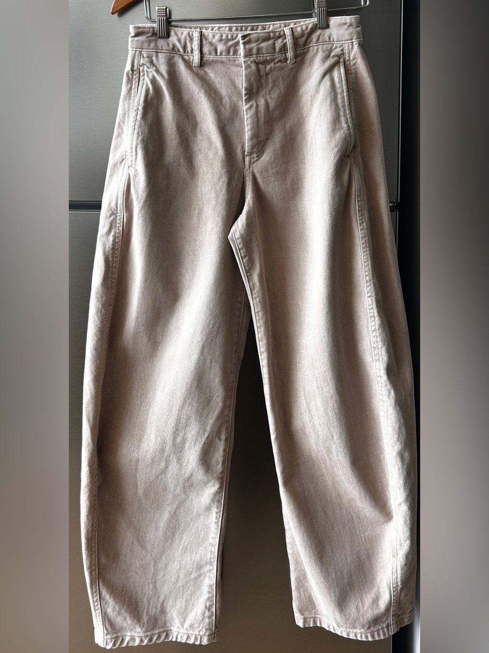 Gap High Rise Barrel Leg Jeans Cream Garment Dyed 100% Cotton Size 2